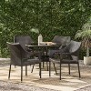 GDFStudio Blythe Outdoor Wicker and Tempered Glass 5 Piece Dining Set - 2 of 4