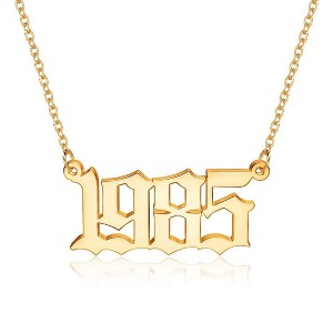 Turandoss Birth Year Pendant Necklace for Women, Old English Birth Year Number Gold Necklace, Birthday Gifts for Women, Christmas Gifts, 18+2In - 1 of 4