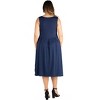 Plus Size Sleeveless Midi Fit and Flare Pocket Dress - 24seven Comfort Apparel™ - 3 of 4