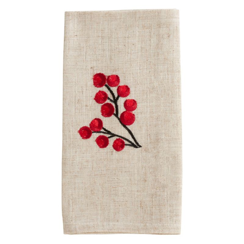 Saro Lifestyle Embroidered Berry Placemat and Napkin 8 pcs Set (4 Placemats, 4 Napkins), 2 of 6