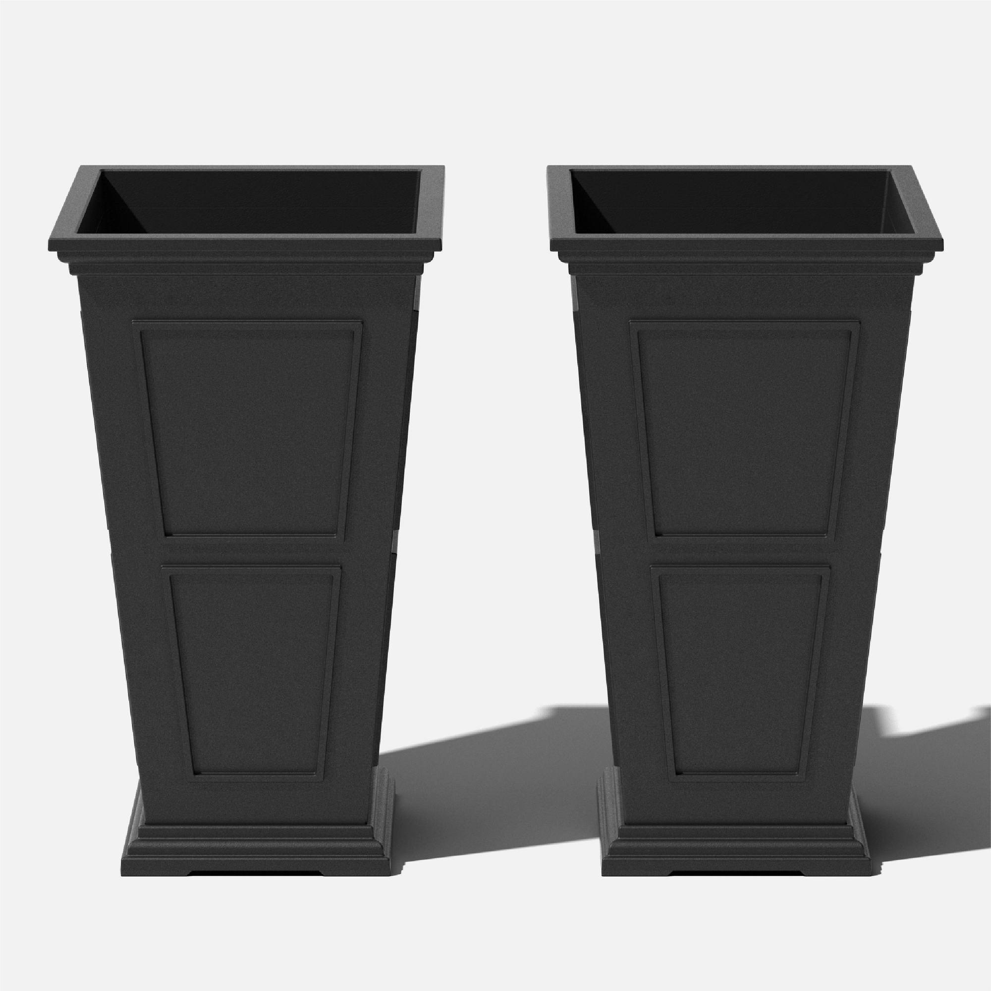 Veradek Brixton Tall 26" Plastic Planter 2-Pack Black