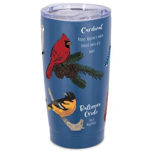 Elanze Designs 20 oz Stainless Steel On the Go Insulated Travel Tumbler With Push Top Lid, Bird Lovers Collection Blue - 1 of 4