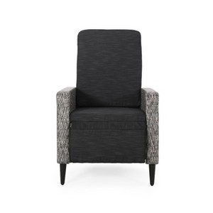 Murdock Outdoor Wicker Recliner: Water-Resistant, UV-Resistant, Push-Back, Polyester Cushion - Christopher Knight Home - 1 of 4