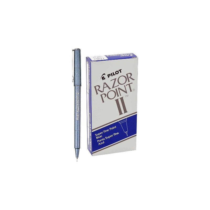 Pilot Razor Point II Super Fine Marker Pen Blue Ink .2mm Dozen 11003, 2 of 4