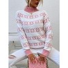 Coolmee Women's Ugly Christmas Sweater Xmas Snowflake Turtleneck Long Sleeve Knitted Pullover Holiday Party Knitwear - 3 of 4