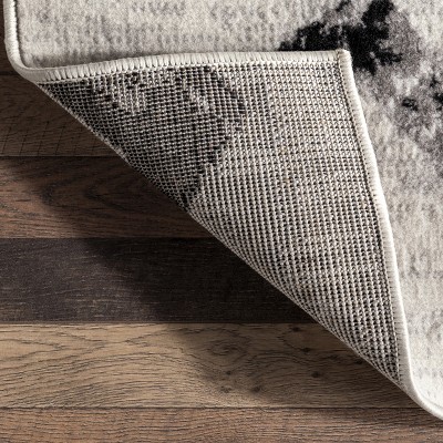 Reversible Chevrons Synthetic Area Rug, 4' x 6', Gray