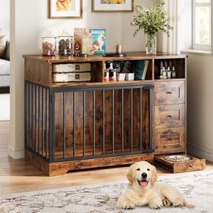 Nasitip 48''Dog Crate Furniture, Indoor Dog Kennel with Hidden Bowl, 3 Drawers, Decorative Pet Crate for Large Dogs - 1 of 4