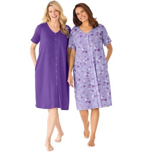 Dreams & Co. Women's Plus Size Dreams & Co 2-Pack Sleepshirt - 1 of 4