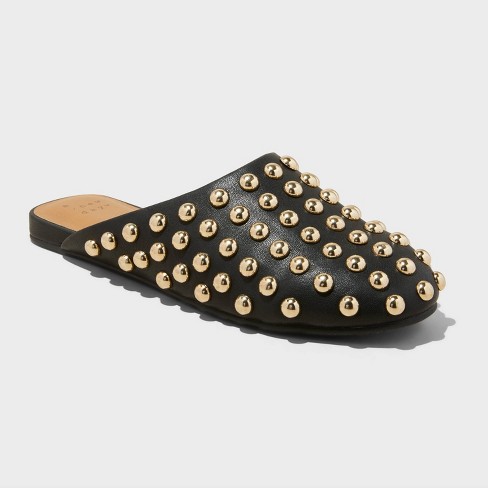 Women s Channing Studded Slip On Mule Flats With Memory Foam Insole A New Day Jet Black 10 Target