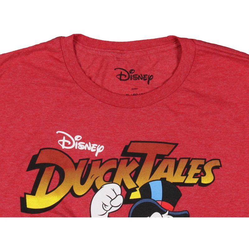 Disney Men's Duck Tales Scrooge McDuck Money Bags Red Heather T-Shirt, 3 of 4