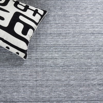 Grey and Ivory Handwoven Wool Kilim Area Rug 5' x 8'