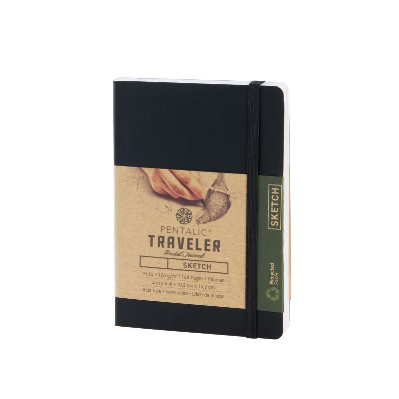 Pentalic - 4"x 6" Traveler Pocket Sketching Journal - 2 pack, Black, 3 of 12