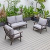 Leisuremod Walbrooke Modern 3 Piece Patio Set with Brown Aluminum Frame - 2 of 4