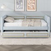 Twin/Full Size Upholstery Daybed with Trundle, Blue-ModernLuxe - 2 of 4