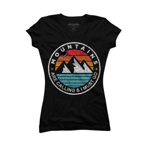 Junior's Design By Humans Mountains Are Calling, I Must Go By DragonTee T-Shirt - 1 of 2
