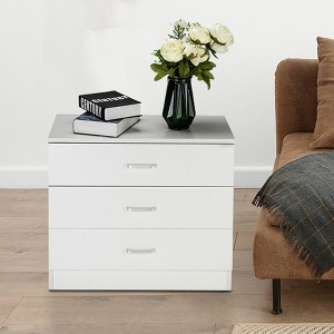 KTMBDW 3-Drawer Dresser with Metal Handles Bedside Night Stand for Bedroom, White - 1 of 4