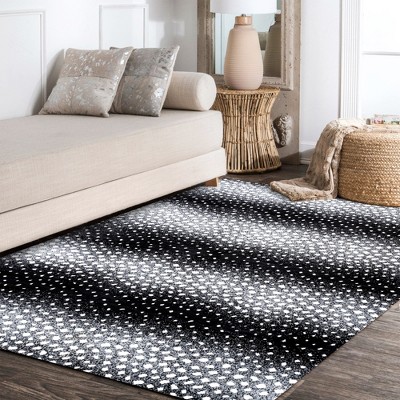 Antelope Abstract Black and Cream Synthetic 5x8 Area Rug