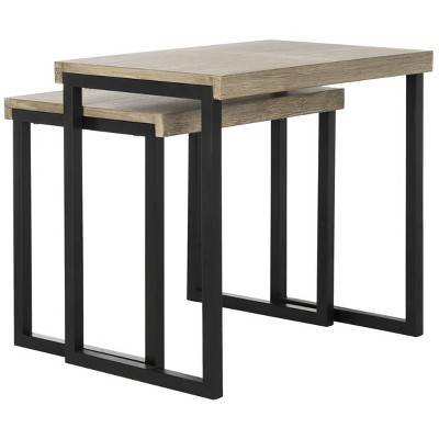 Femi Light Brown and Black Rectangular End Table Set