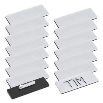 Juvale 15-Pack Blank Name Tag Pin Badges, White Blank Name Tags for Employee ID Badges, Custom Personnel Labels (3x1in)