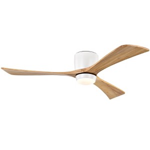 YUHAO 52 Inch Flush Mount  Quiet 6 Speed DC Motor Ceiling Fan with Light, 3 Walnut Wood Blades - 1 of 4