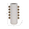 Modern Ceramic Vase with Metallic Accents - Home & Office Decor, Cylinder Shape, Decorative Centerpiece for Living Room, Bedroom - White & Gold - 2 of 4