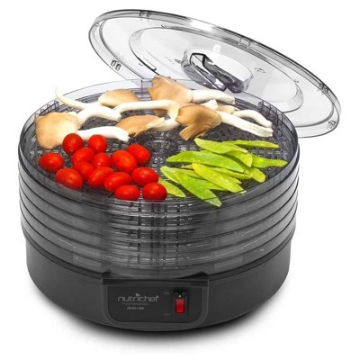 NutriChef PKFD14BK Kitchen Countertop Electric Food Dehydrator Preserver Machine with 5 Stackable Tray Racks for Jerky, Meat, Fruit, and Vegetables