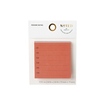 Post-it 3"x3" Lined Notes with Numbers - Red Orange