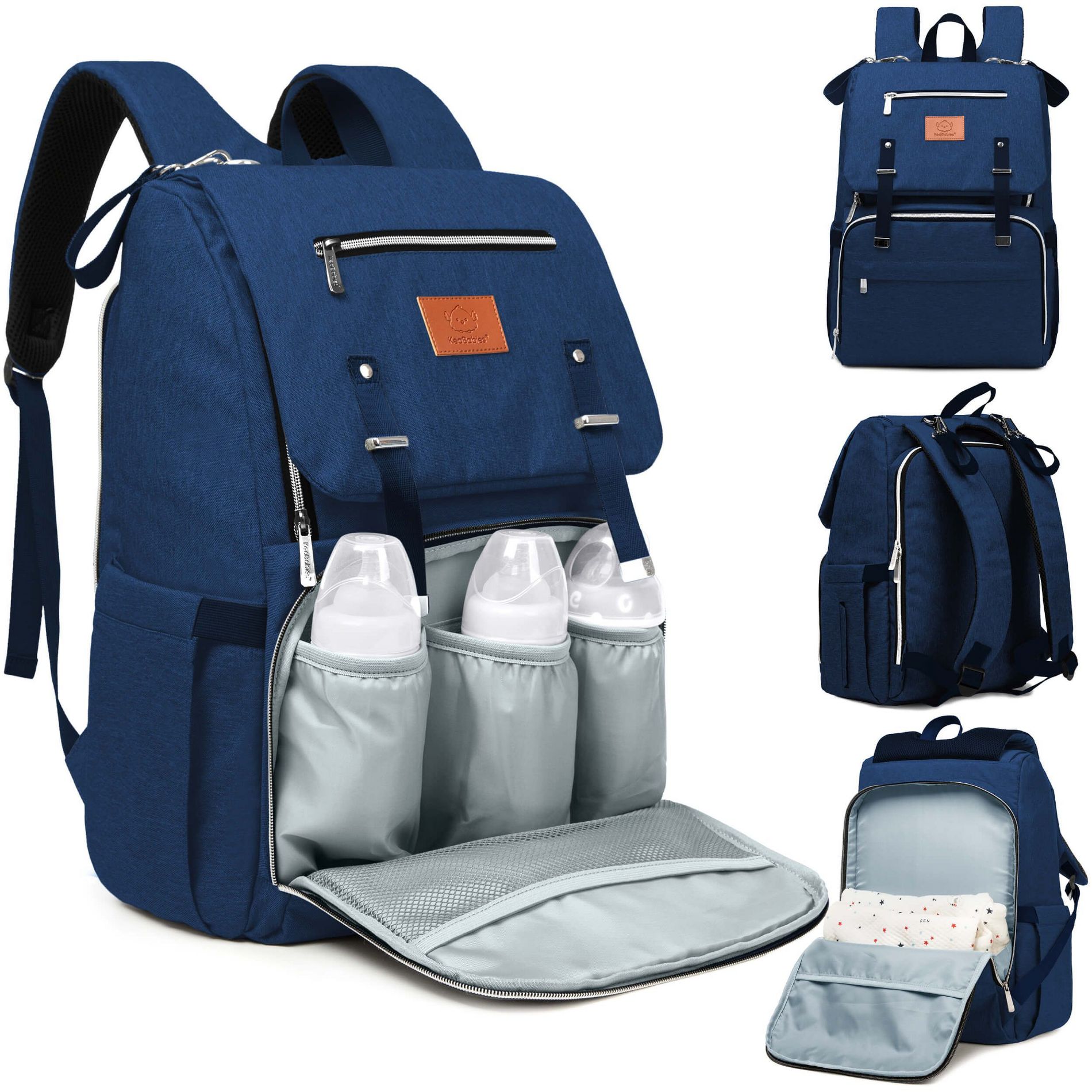 KeaBabies Explorer Diaper Bag Backpack, Large Diaper Bags for Girl, Boy, Baby Diaper Backpack with Changing Pad (Navy Blue)