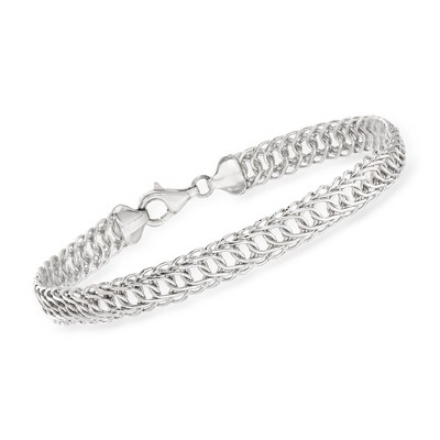 Ross-Simons Sterling Silver Curved Interlocking-Link Bracelet
