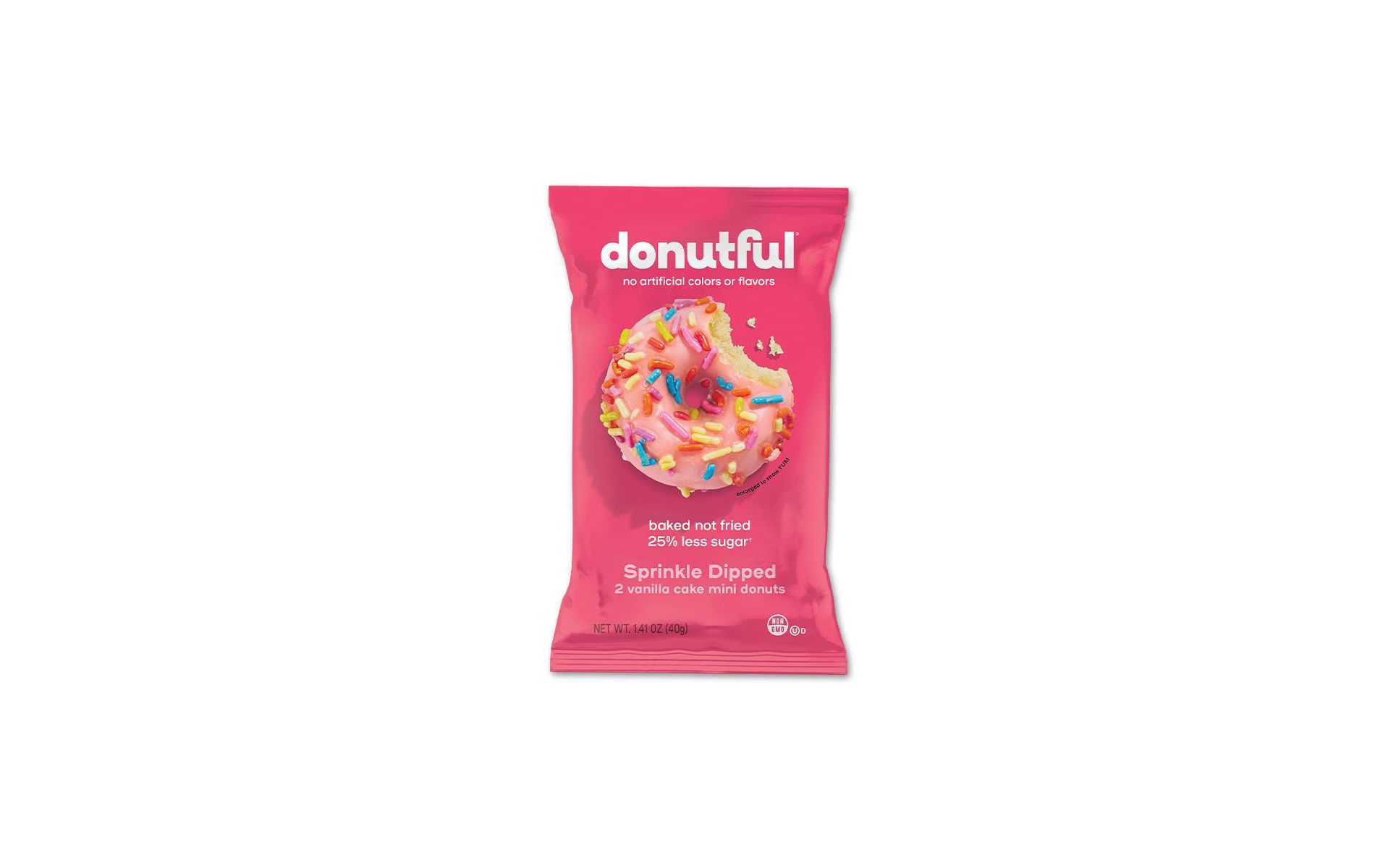 Bakeful Donutful Pink Sprinkle Dipped Vanilla Cake Mini Donuts - 1.41oz/2ct