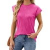 Women's Crewneck Ribbed Knit Top Casual Short Sleeve T-Shirt - 3 of 4