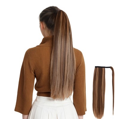 Alilang Straight Ponytail Extension - 24 Inch Long Straight Wrap Around Ponytail for Women Clip Ponytail Hair Extensions Synthetic
