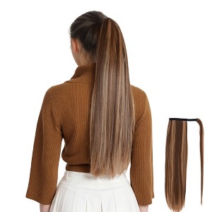 Alilang Straight Ponytail Extension - 24 Inch Long Straight Wrap Around Ponytail for Women Clip Ponytail Hair Extensions Synthetic - 1 of 4