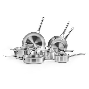 ROVSUN 11-Pcs Stainless Steel Cookware Set, Tri-Ply Pots and Pans Set with Lids, Full Clad Stainless Steel, Non-Toxic Kitchen Set, PFOA & PTFE Free - 1 of 4