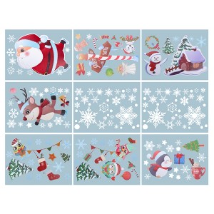 Unique Bargains Christmas Decor for Windows and Home Christmas Window Clings Party Supplies Multicolor 9Pcs - 1 of 4