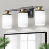 DORESshop 20 in. 3-Light Matte Black and Gold Vanity Light with Milky White Glass Shades - 2 of 4