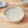 Plum & Post 12.75"  Burma Rattan Whitewash Round Natural Woven Wicker Serving Tray - 2 of 4