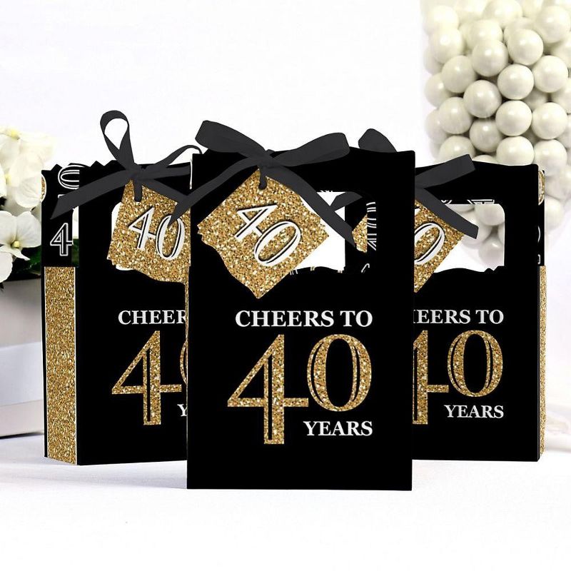 Big Dot of Happiness Adult 40th Birthday - Gold - Birthday Party Favor Boxes - Set of 12, 3 of 6