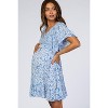 PinkBlush Blue Floral Smocked Ruffle Maternity Dress - 2 of 4