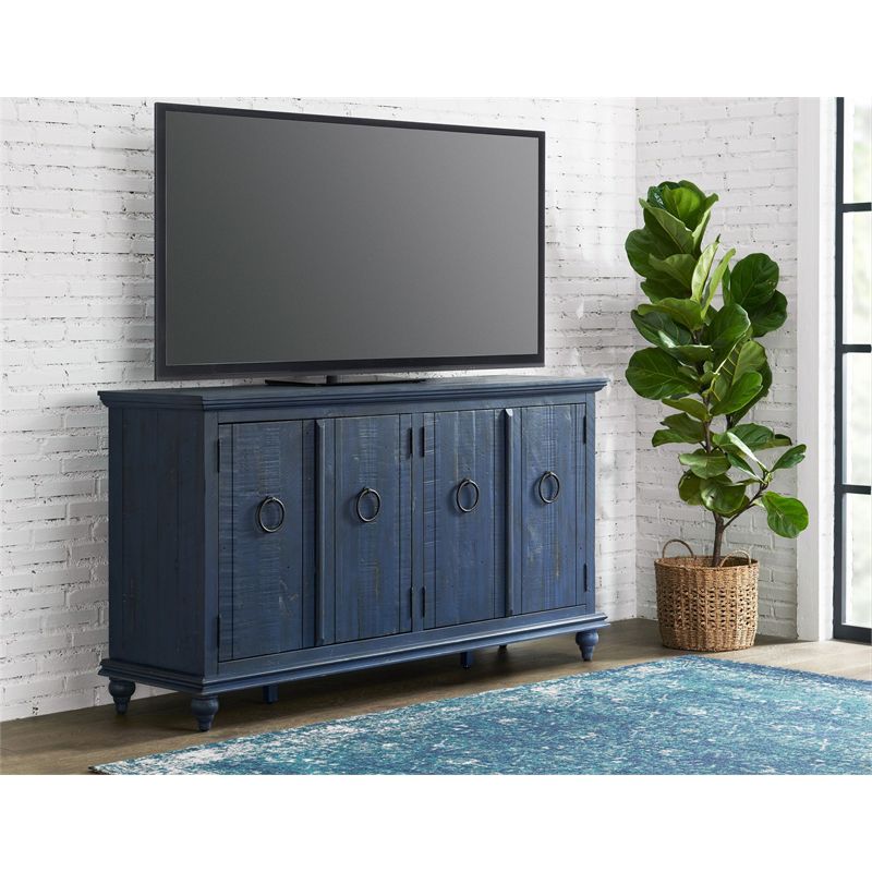 Martin Svensson Home Garden District Rustic Blue Solid Wood 65" TV Stand, 4 of 11