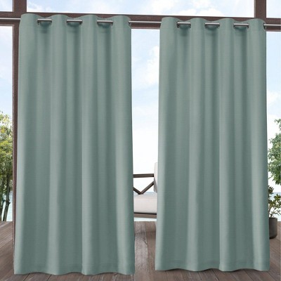 Set of 2 Delano Indoor/Outdoor Heavy Textured Grommet Top Light Filtering Window Curtain Panels - Exclusive Home
