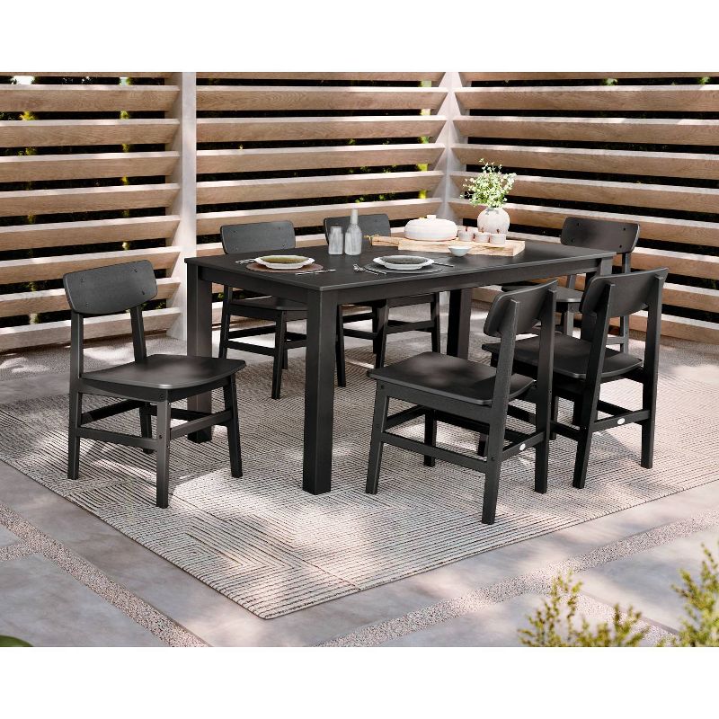 POLYWOOD 7pc Modern Studio Urban Chairs and Parsons Table Outdoor Patio Dining Set, 3 of 4
