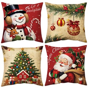 Christmas Pillow Covers 18x18 inch Set of 4, Christmas Decorations Cushion Covers, Xmas Pillow Covers - 1 of 4