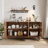 58" Wood Sideboard Buffet Cabinet with Curved Doors, Adjustable Shelves, Modern Farmhouse Storage Console for Dining Room, Coffee Bar - 4 of 4
