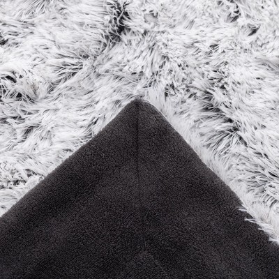 Gray Ombre Reversible Faux Fur Throw Blanket 60" x 70"