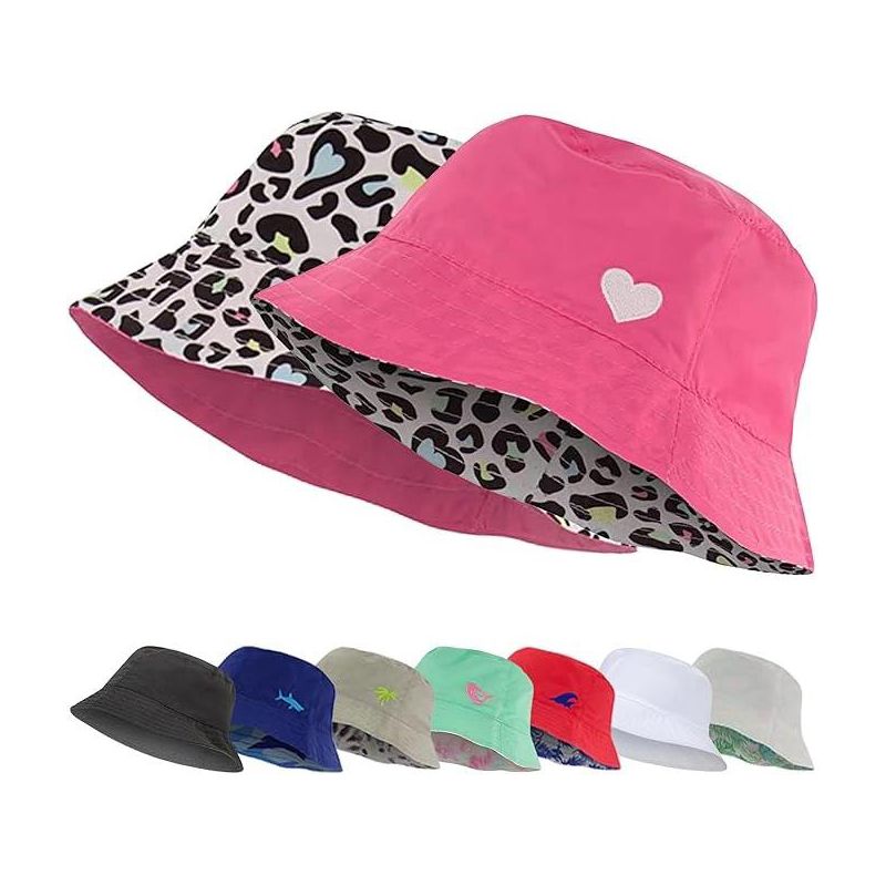 Addie & Tate Kids Reversible Bucket Hat for Girls & Boys, Packable Beach Sun Bucket Hat for Toddlers to Teens Ages 3-14 Years, 1 of 4