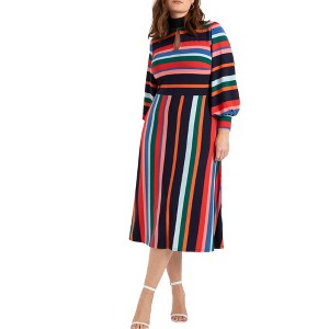 ELOQUII Women's Plus Size A-Line Dress With Puff Sleeves - 1 of 4