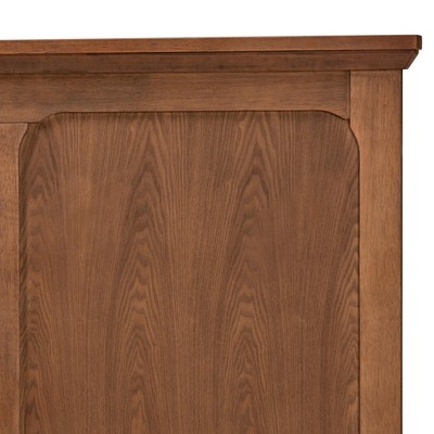 Ash Walnut Finished Wood Queen Size Headboard with Beveled Paneling