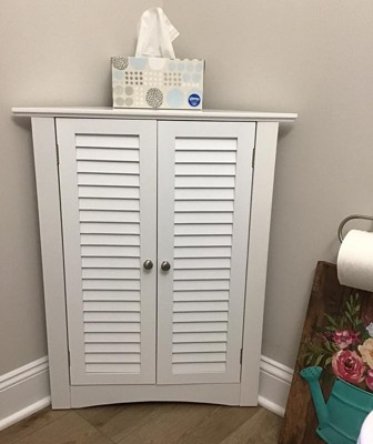 Corner Storage Cabinet Freestanding Floor Cabinet Bathroom W/ Shutter Door  Grey\brown : Target