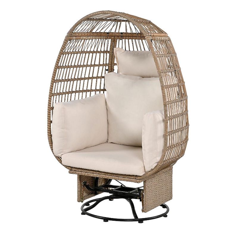 Nellie Patio Wicker Swivel Chairs, Rocking Function Egg Patio Chair with Cushions, Outdoor Furniture - Maison Boucle, 2 of 10